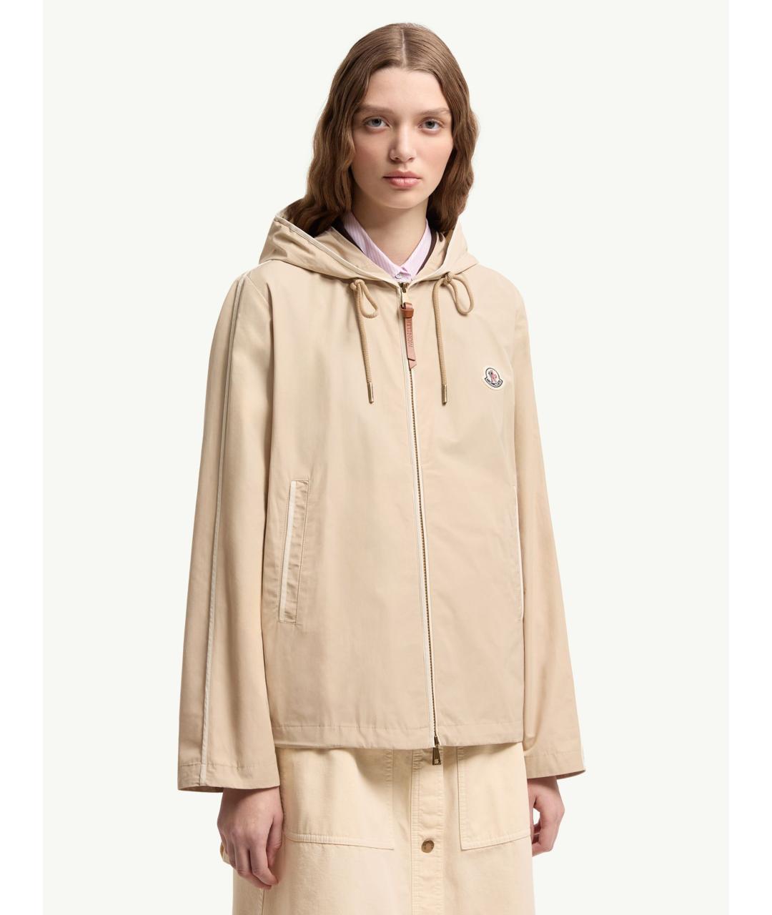 MONCLER Бежевая полиамидовая куртка, фото 4