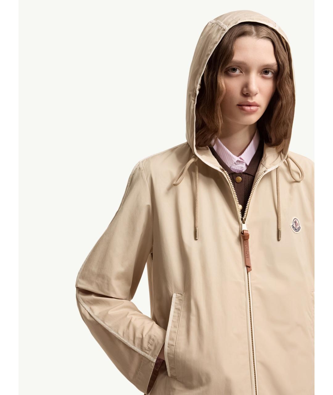 MONCLER Бежевая полиамидовая куртка, фото 6