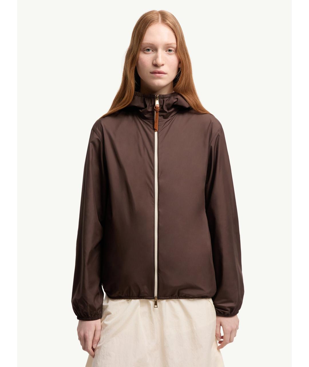 MONCLER Коричневая полиэстеровая куртка, фото 4