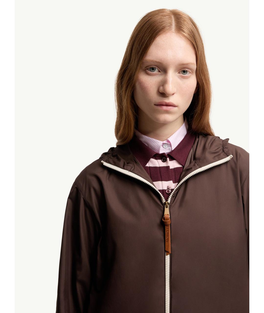 MONCLER Коричневая полиэстеровая куртка, фото 6