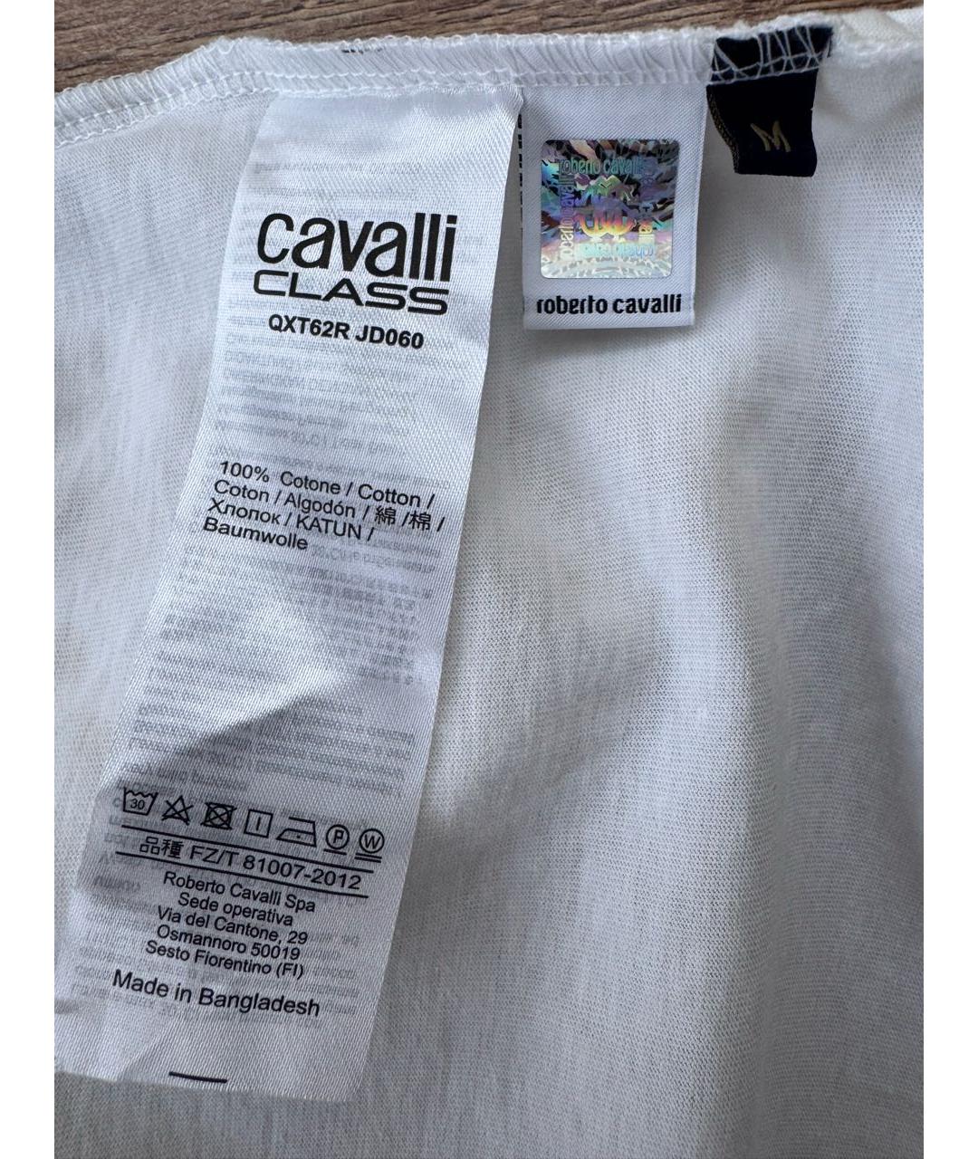 CAVALLI CLASS Белая хлопковая футболка, фото 4