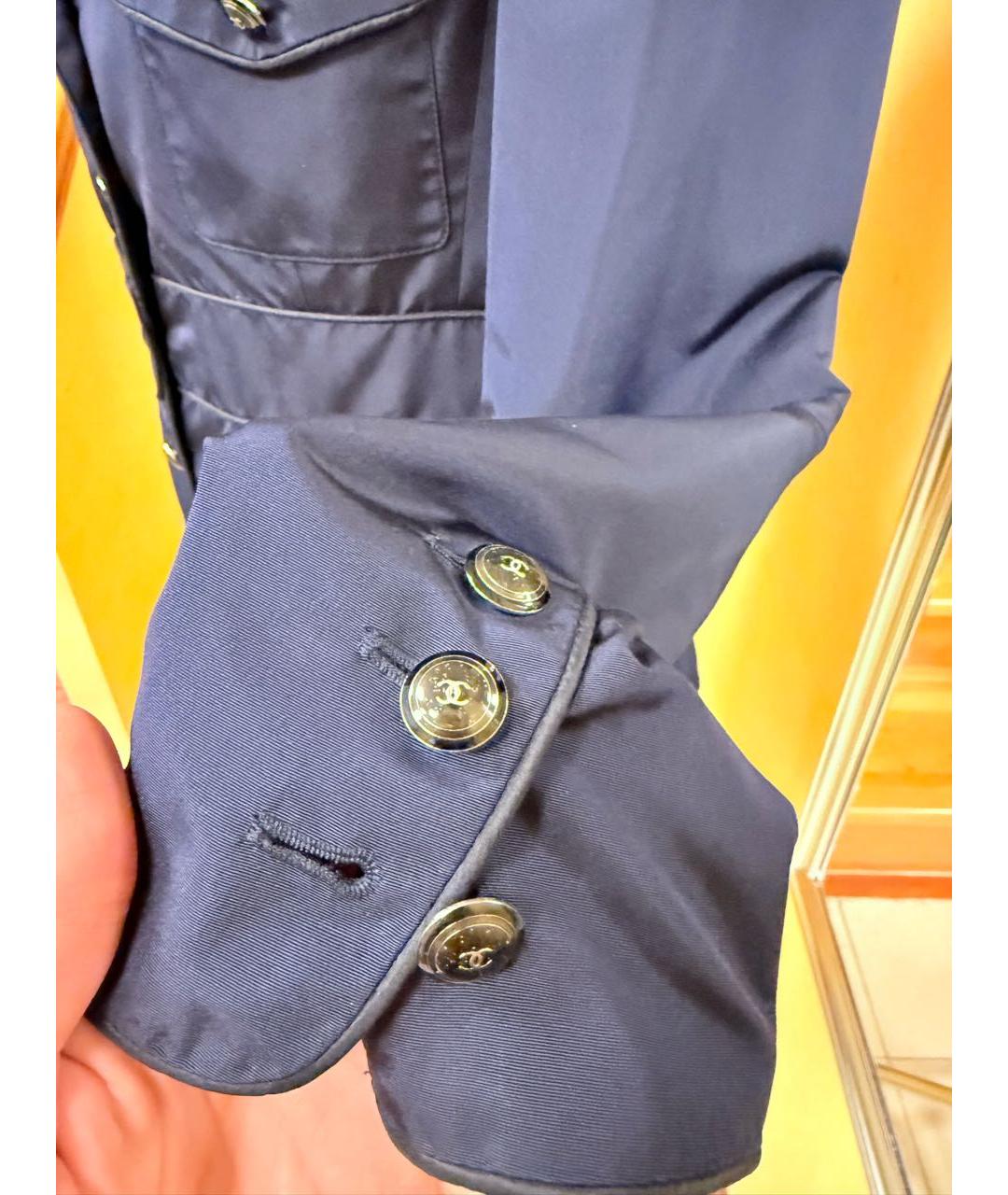 CHANEL Темно-синий шелковый жакет/пиджак, фото 4