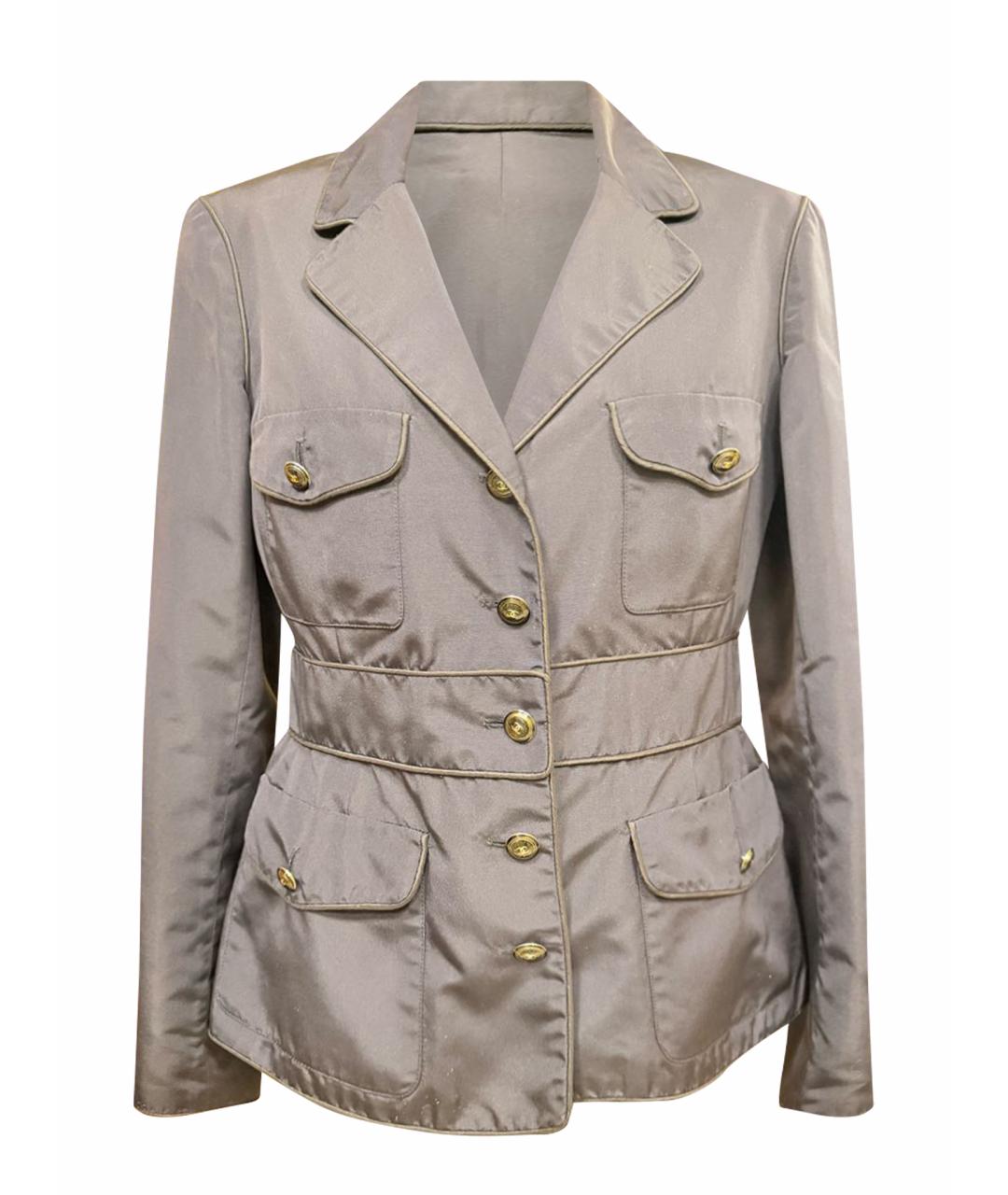 CHANEL Темно-синий шелковый жакет/пиджак, фото 1