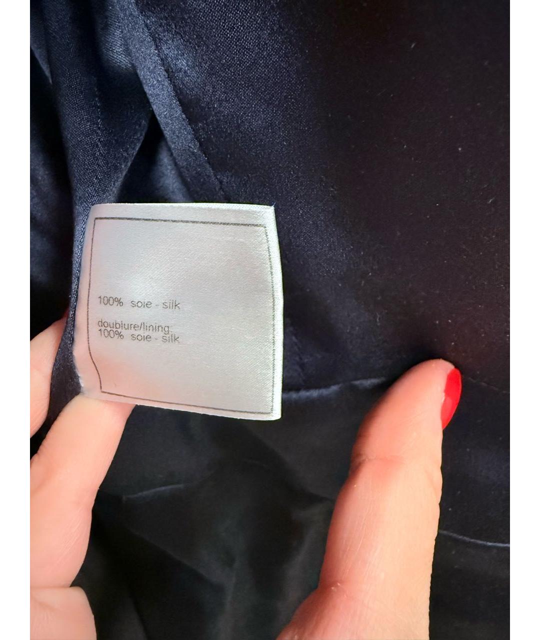 CHANEL Темно-синий шелковый жакет/пиджак, фото 5