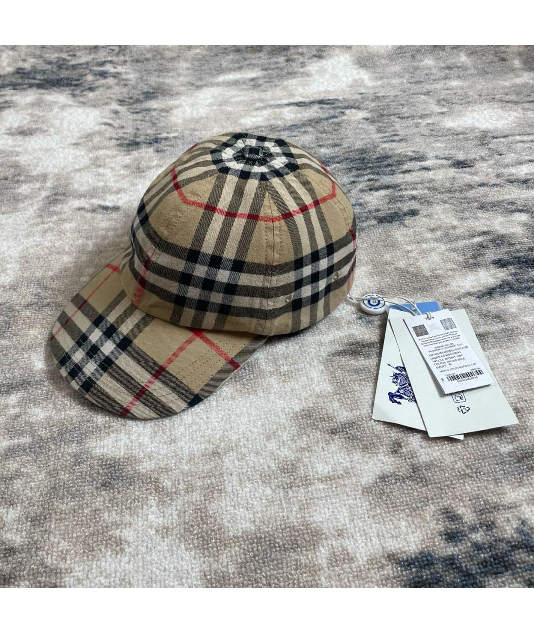 BURBERRY Бежевая хлопковая кепка/бейсболка, фото 4