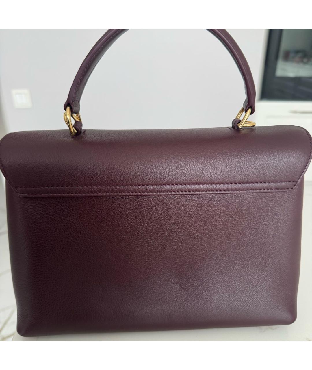 CELINE Бордовая кожаная сумка с короткими ручками, фото 3