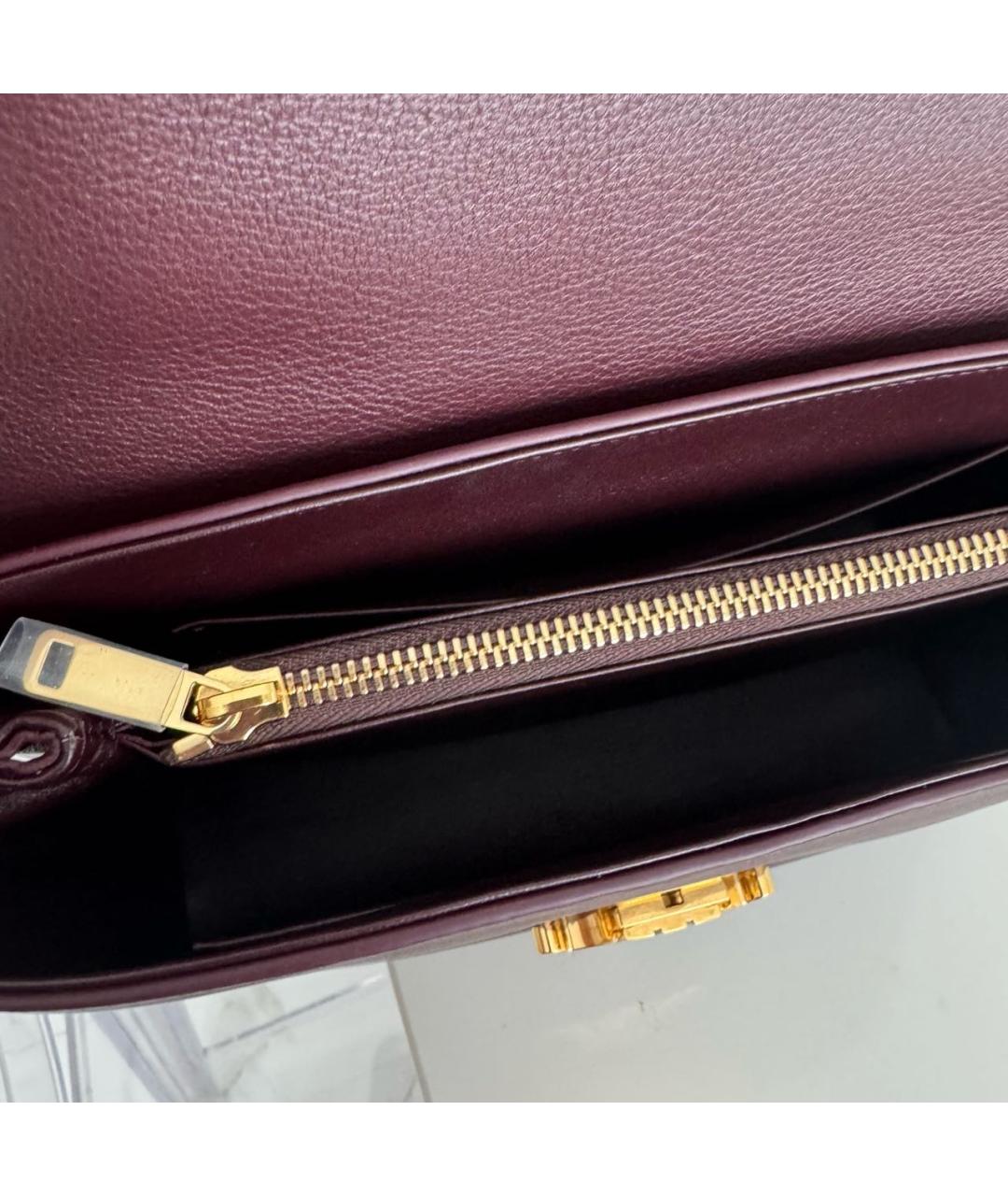CELINE Бордовая кожаная сумка с короткими ручками, фото 4