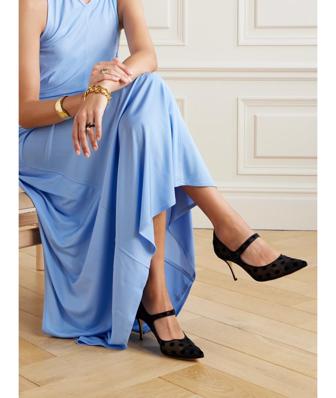 MANOLO BLAHNIK Черные текстильные туфли, фото 2