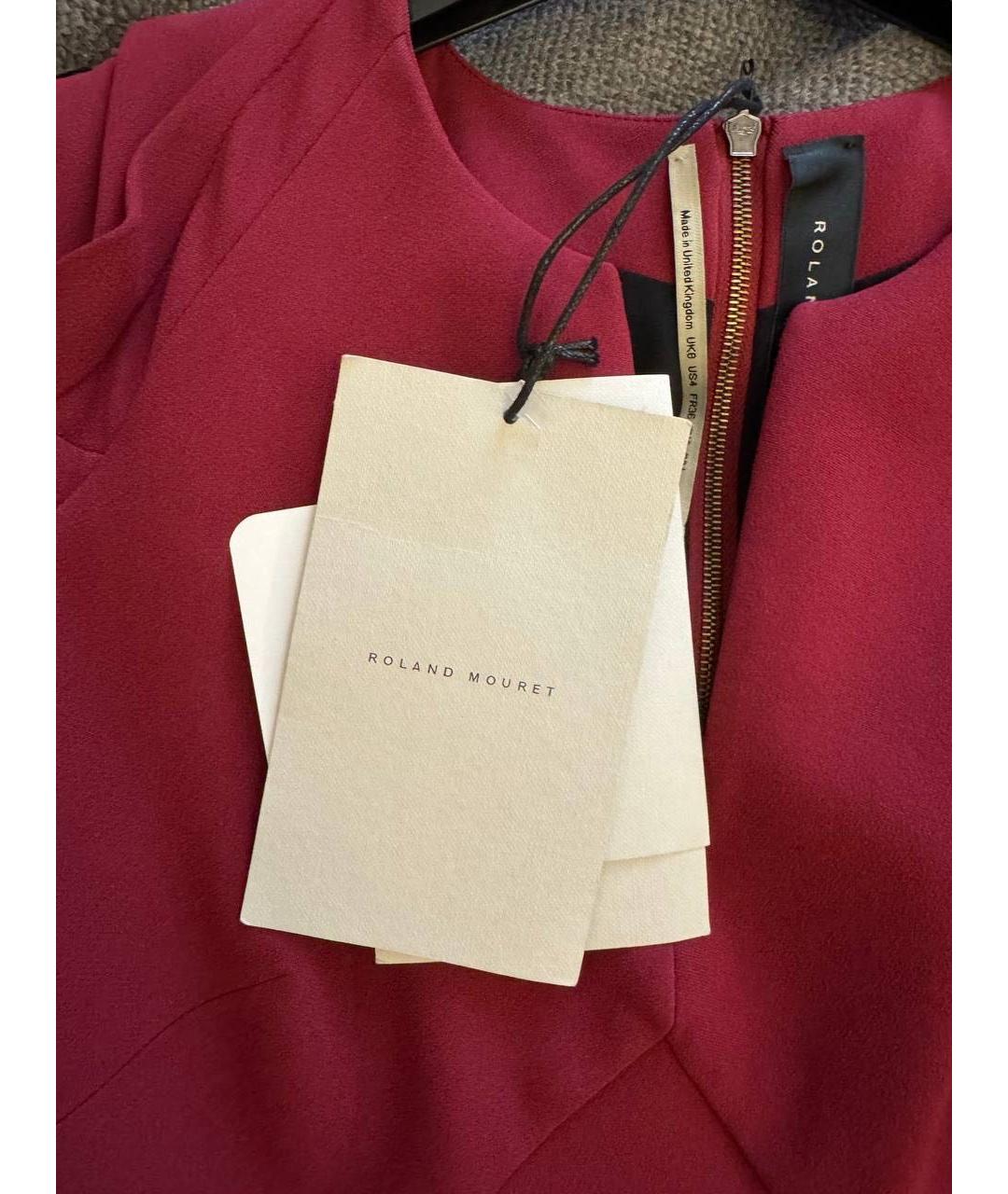 ROLAND MOURET Красное вискозное коктейльное платье, фото 4