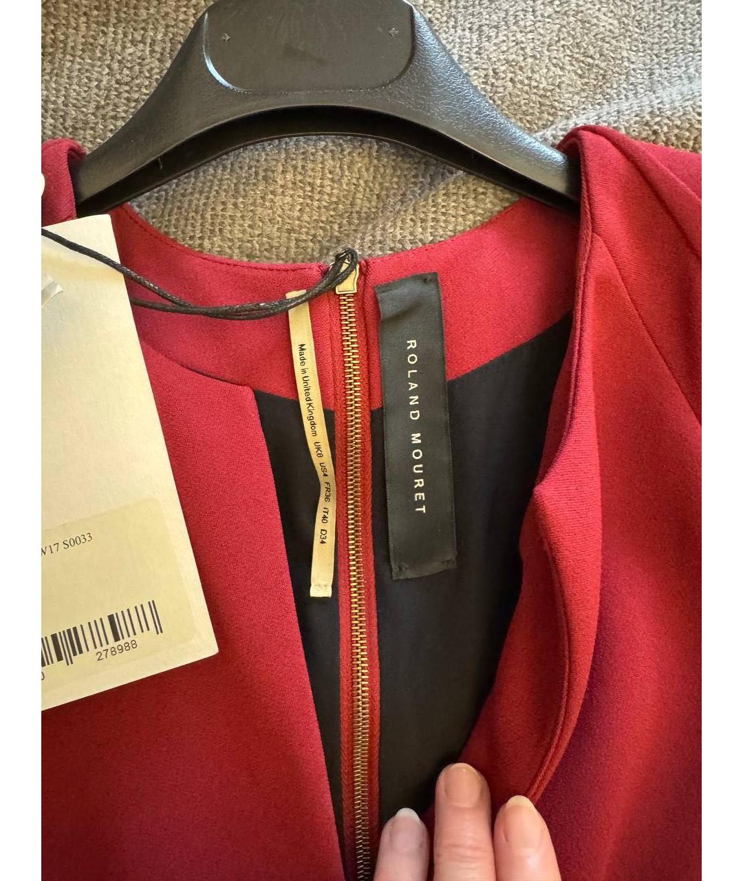 ROLAND MOURET Красное вискозное коктейльное платье, фото 3