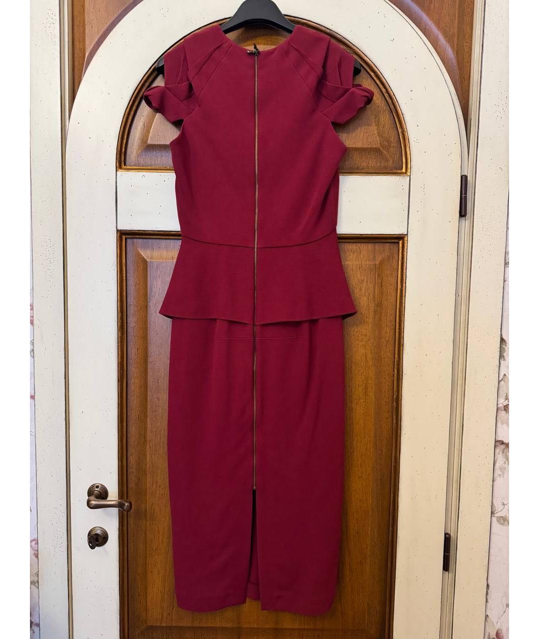 ROLAND MOURET Красное вискозное коктейльное платье, фото 2