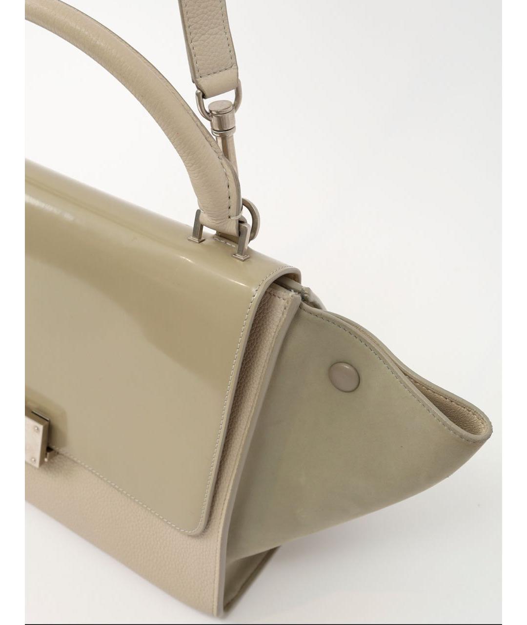 CELINE Бежевая кожаная сумка с короткими ручками, фото 8