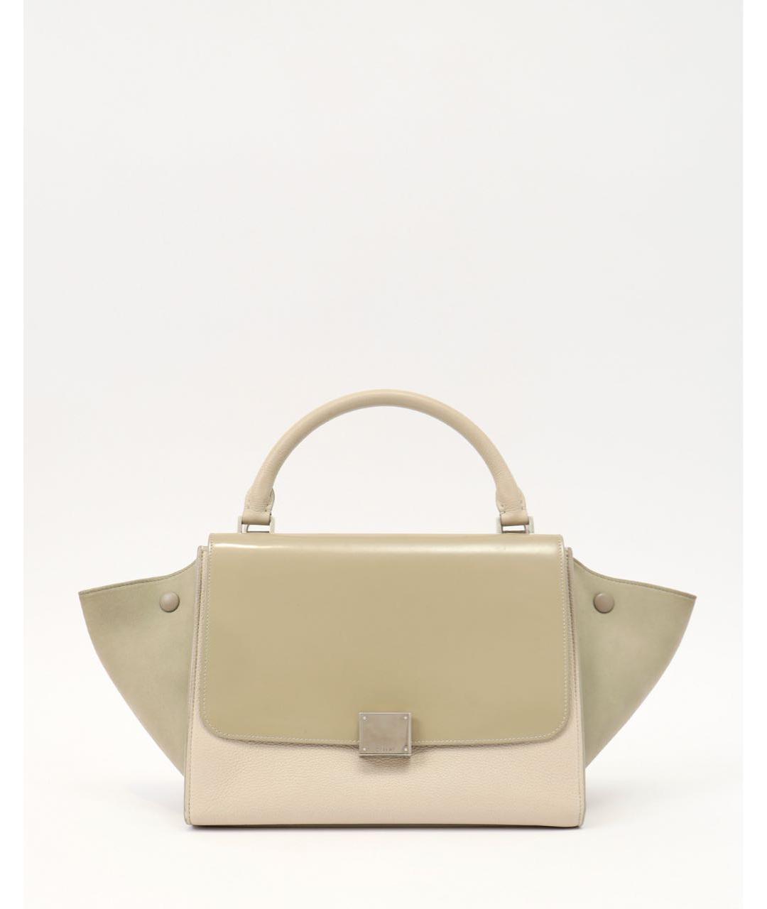 CELINE Бежевая кожаная сумка с короткими ручками, фото 9