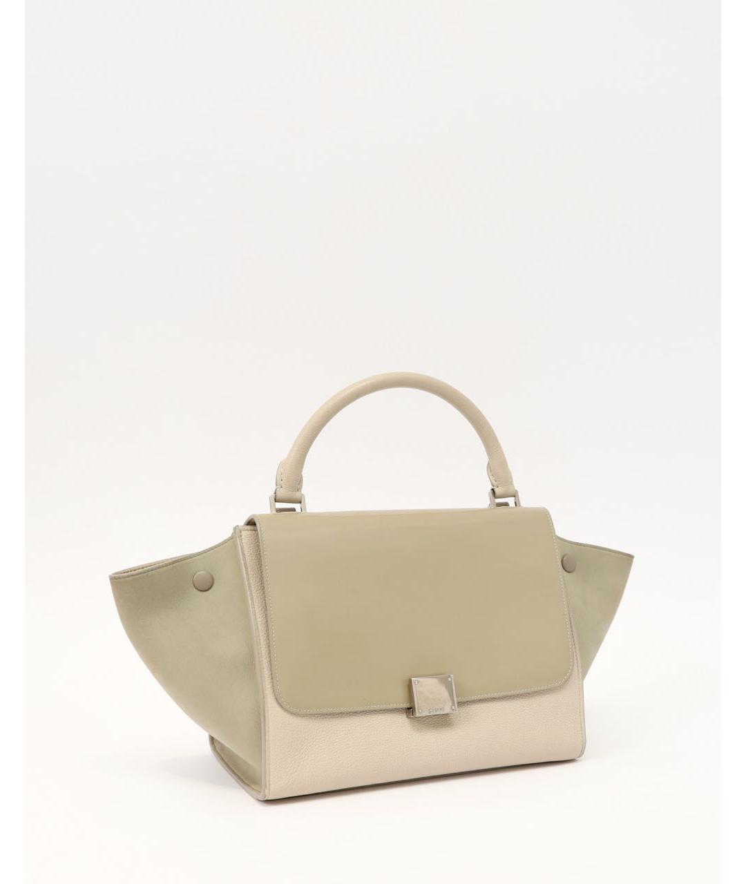CELINE Бежевая кожаная сумка с короткими ручками, фото 3