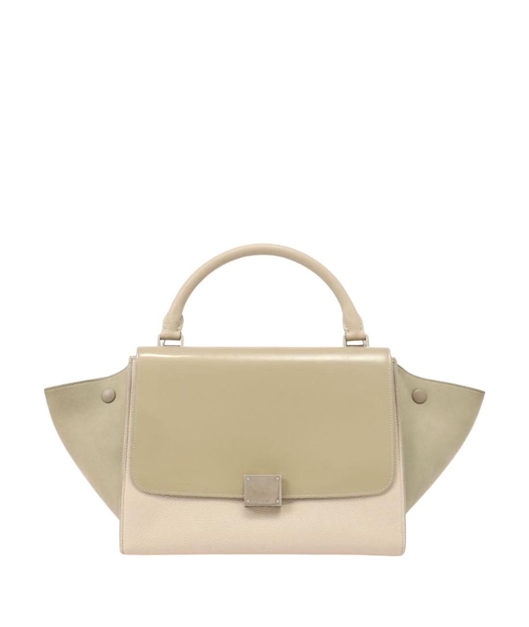 CELINE Бежевая кожаная сумка с короткими ручками, фото 1