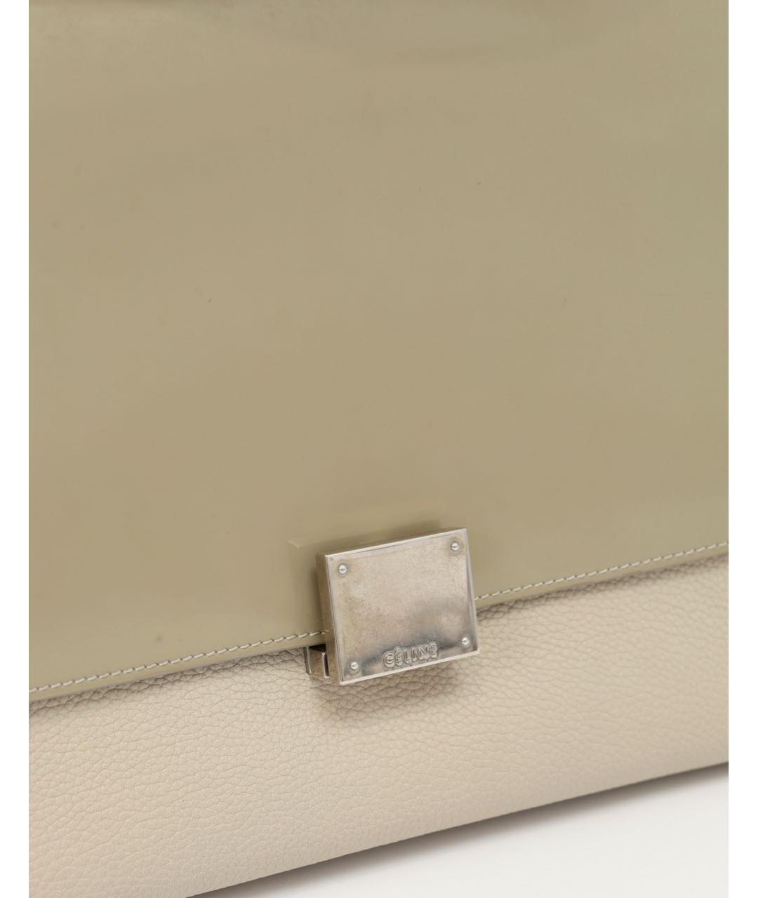 CELINE Бежевая кожаная сумка с короткими ручками, фото 6