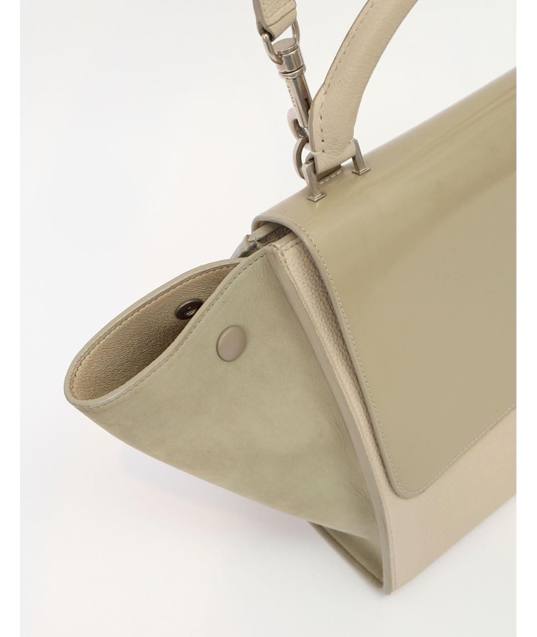 CELINE Бежевая кожаная сумка с короткими ручками, фото 7