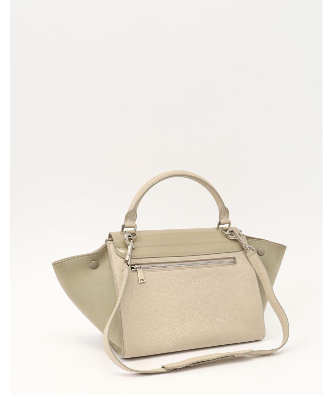 CELINE Бежевая кожаная сумка с короткими ручками, фото 4