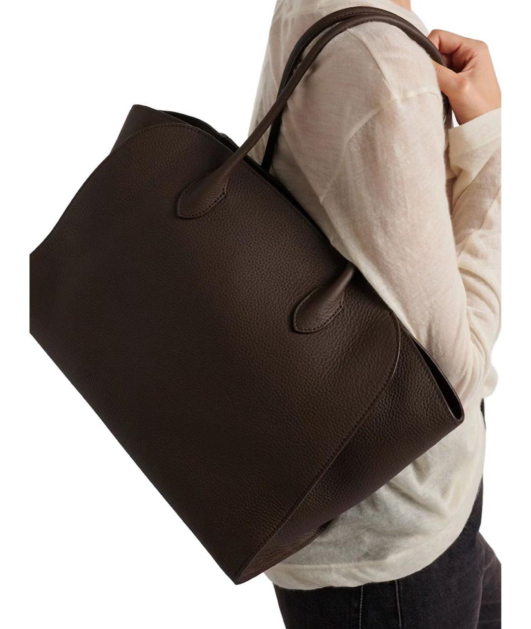 THE ROW Коричневая кожаная сумка тоут, фото 8