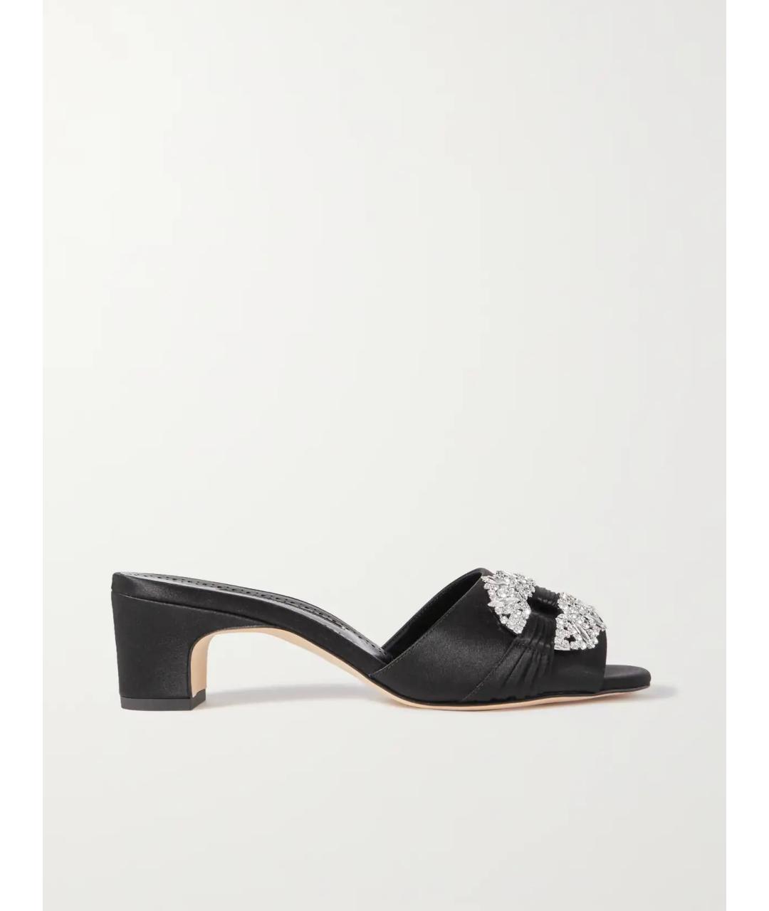 MANOLO BLAHNIK Черные текстильные мюли, фото 5