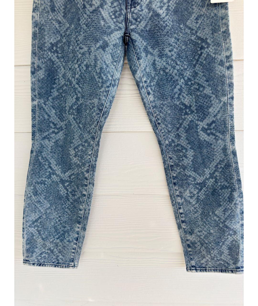 7 FOR ALL MANKIND Голубые хлопко-полиэстеровые джинсы слим, фото 3