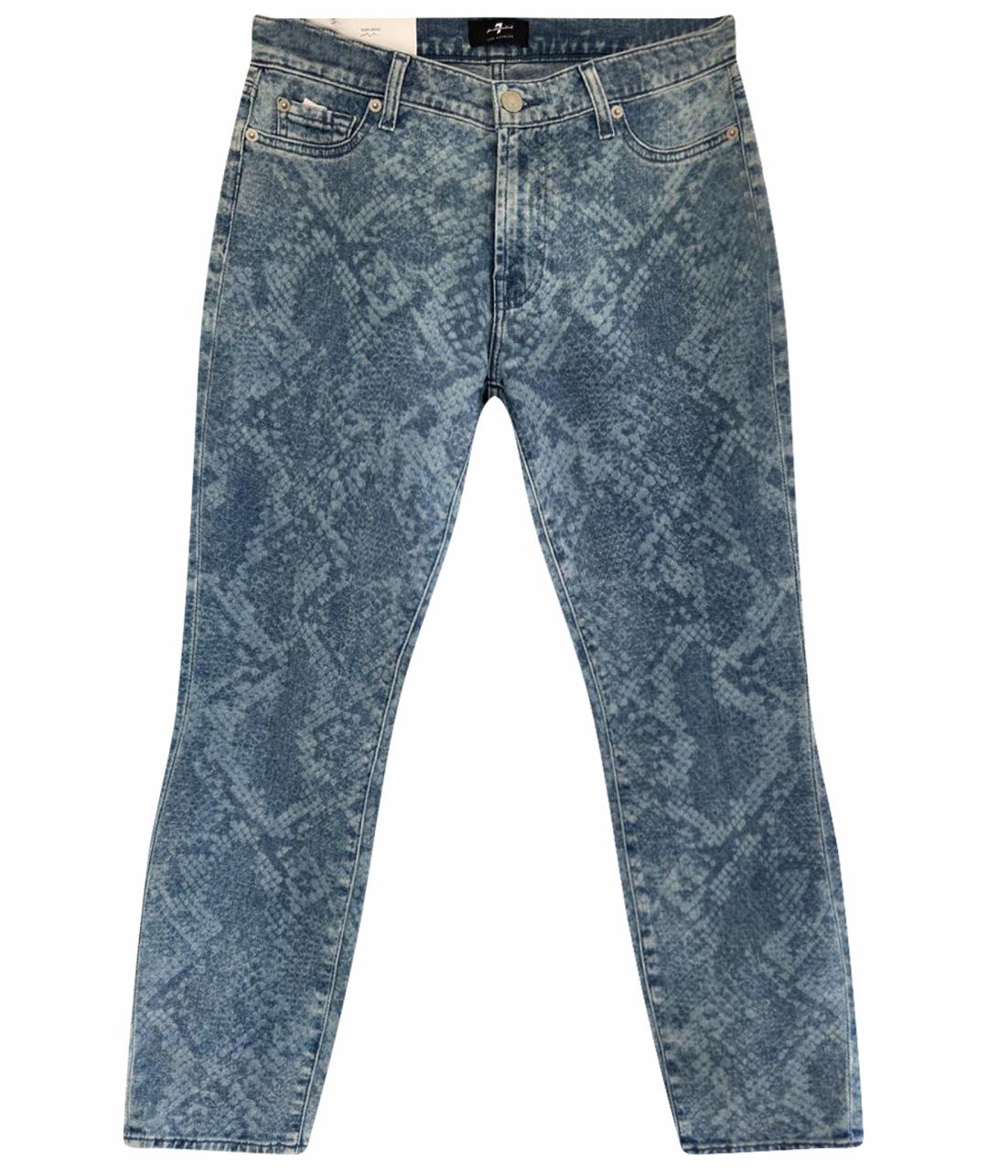 7 FOR ALL MANKIND Голубые хлопко-полиэстеровые джинсы слим, фото 1