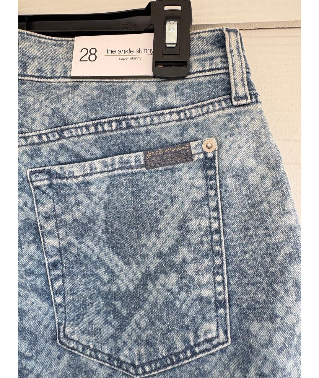 7 FOR ALL MANKIND Голубые хлопко-полиэстеровые джинсы слим, фото 7