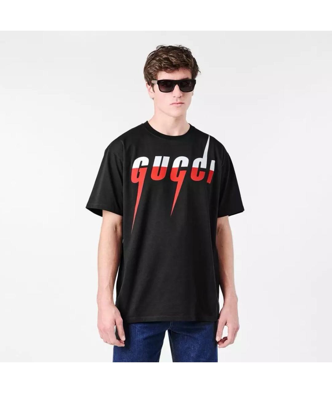 GUCCI Черная хлопковая футболка, фото 5