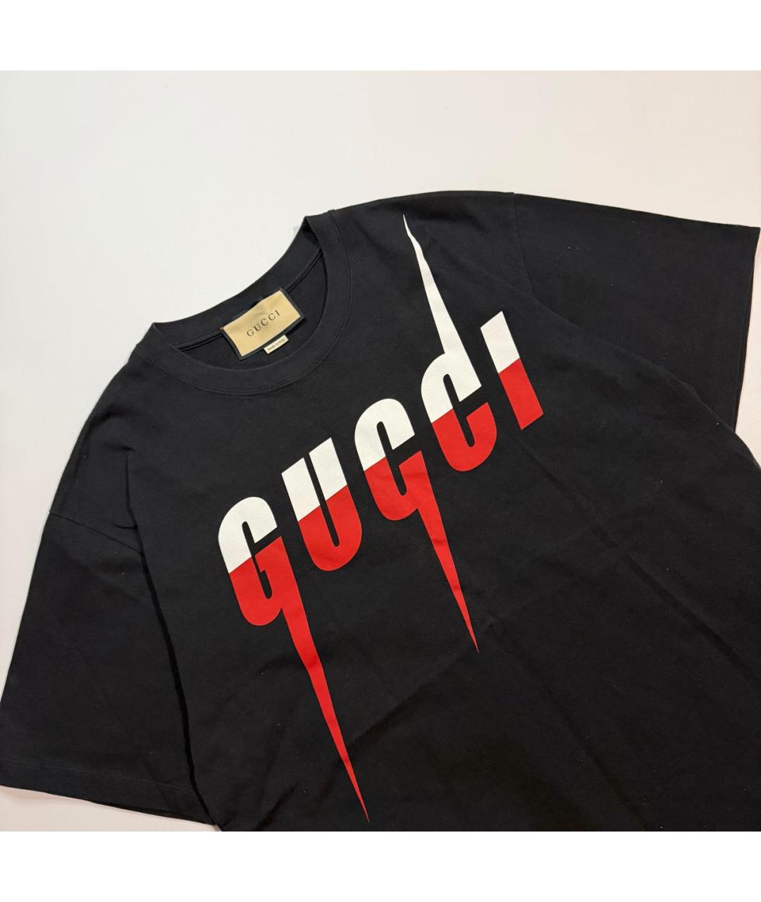 GUCCI Черная хлопковая футболка, фото 2