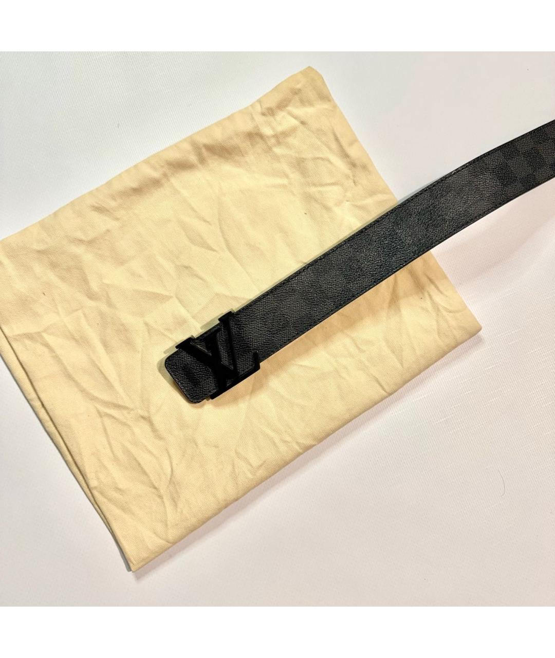 LOUIS VUITTON Черный кожаный ремень, фото 2