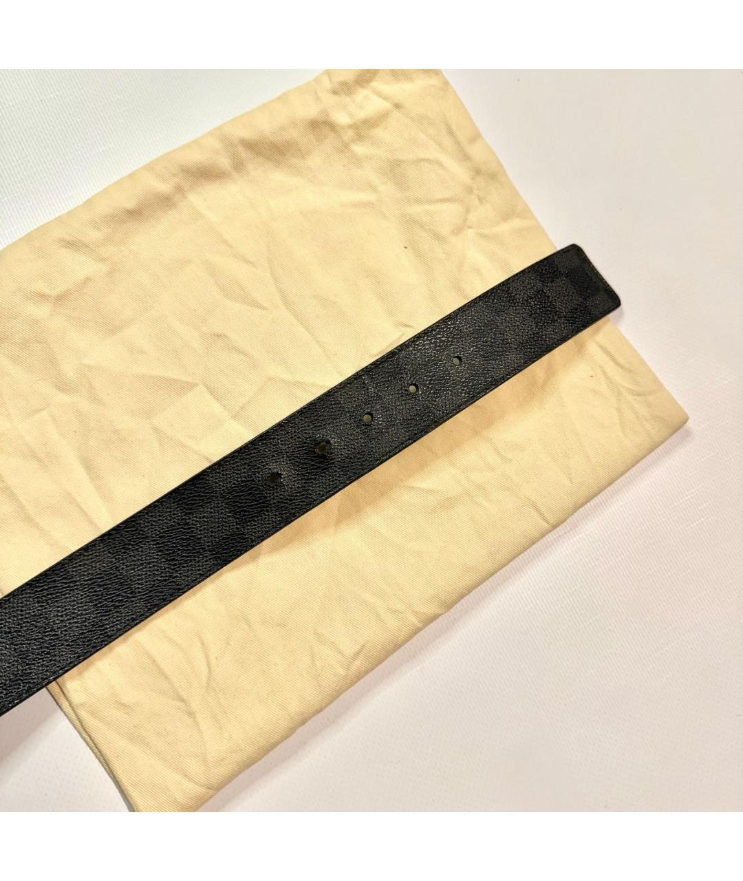 LOUIS VUITTON Черный кожаный ремень, фото 3