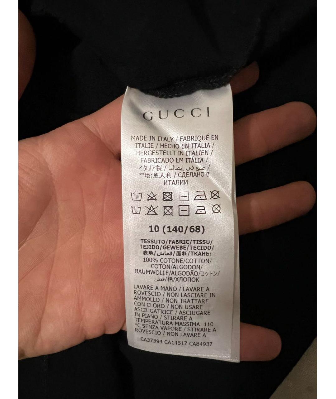 GUCCI Черная хлопковая детская футболка, фото 5