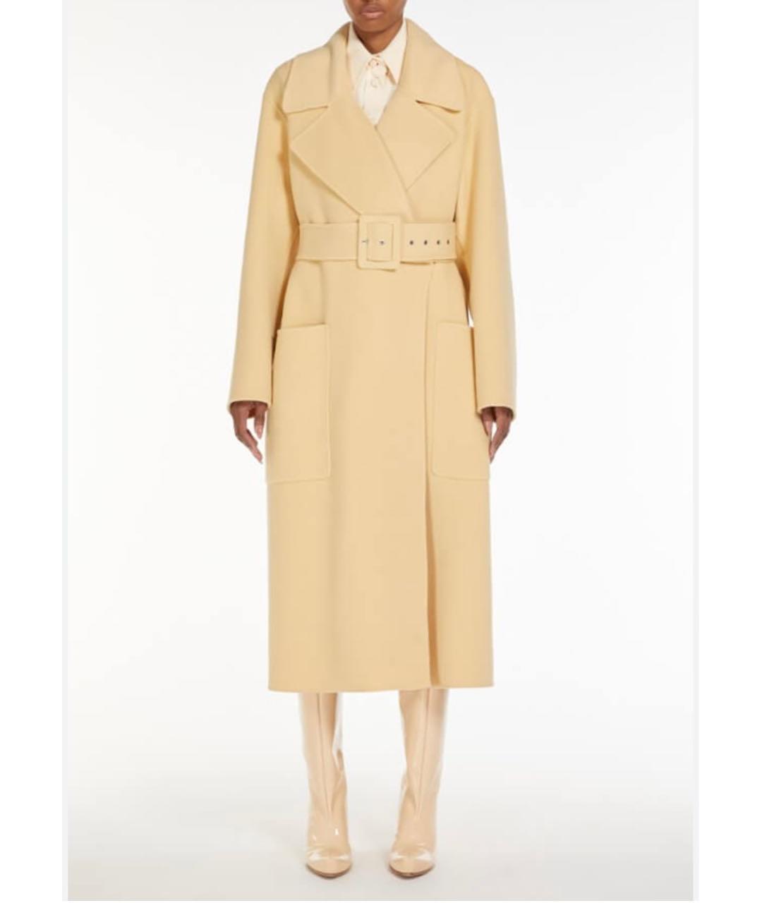 SPORTMAX Желтое шерстяное пальто, фото 6