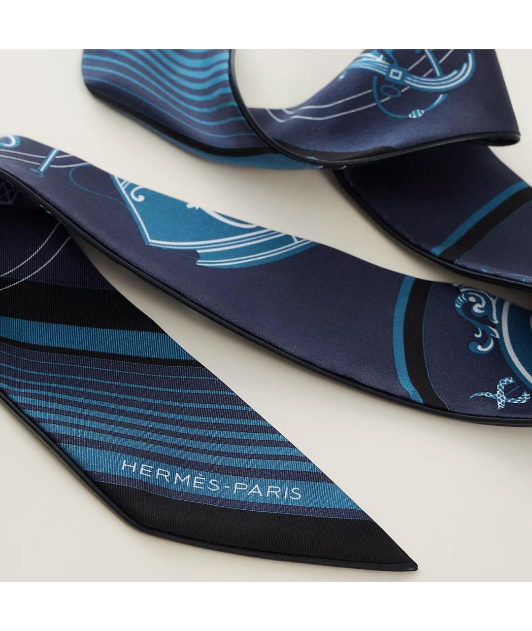 HERMES Темно-синий шелковый платок, фото 2
