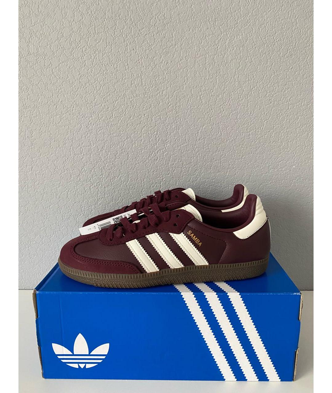 ADIDAS Бордовые кожаные кроссовки, фото 3