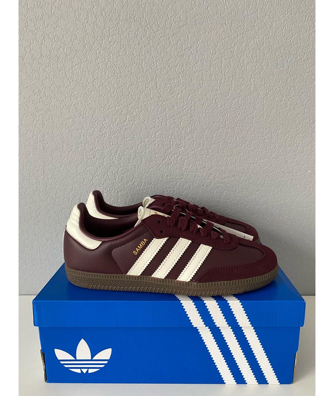 ADIDAS Бордовые кожаные кроссовки, фото 4