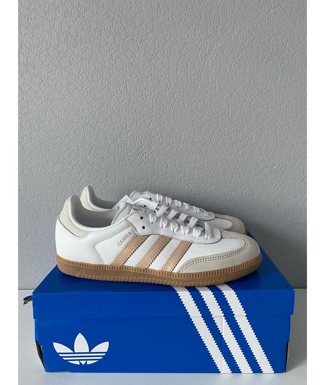 ADIDAS Белые кожаные кроссовки, фото 4