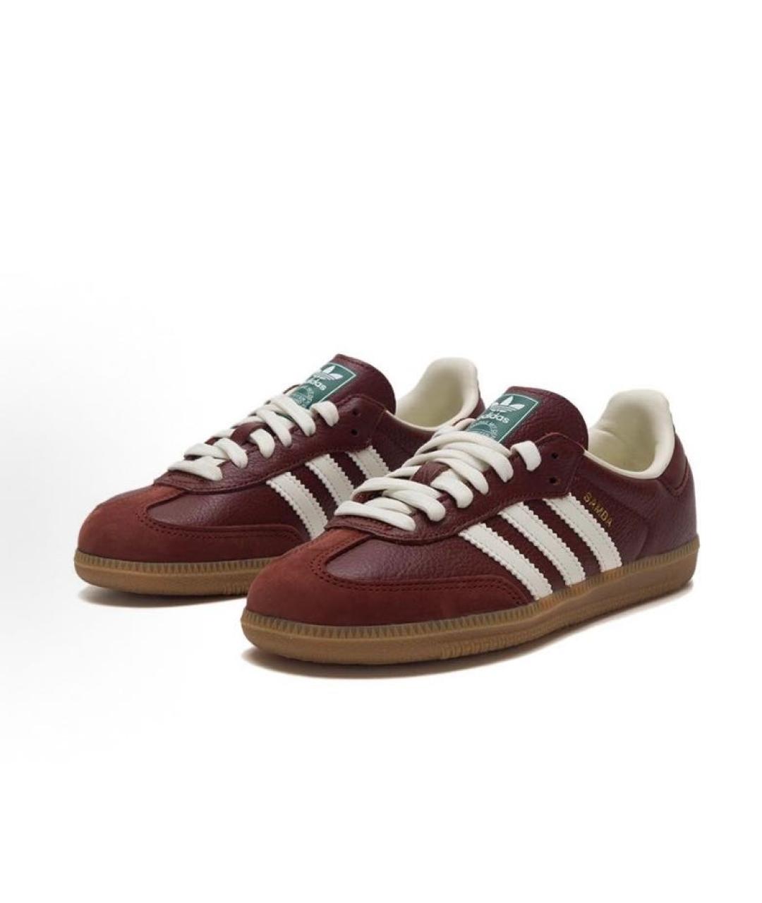 ADIDAS Бордовые кожаные кроссовки, фото 2