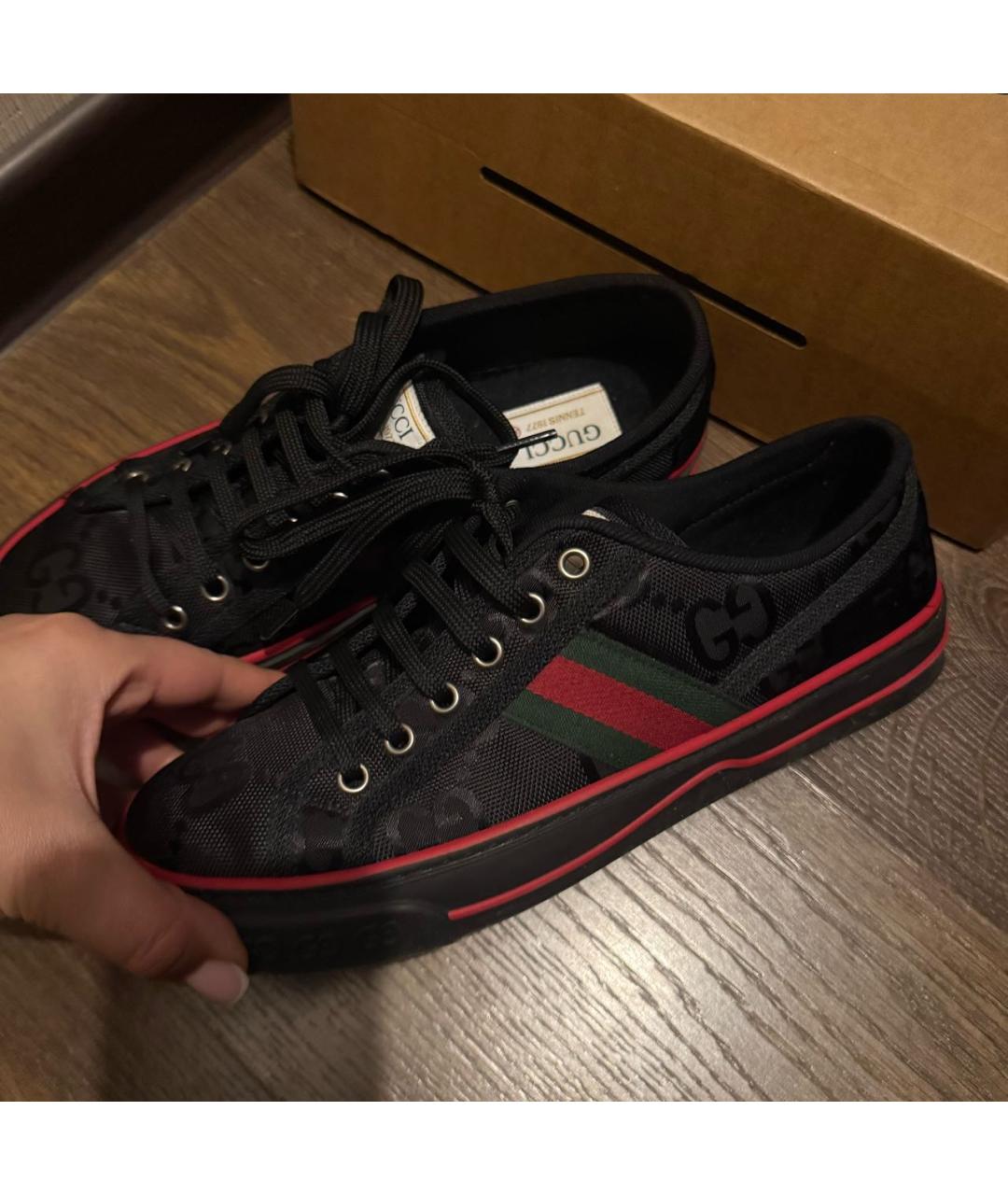 GUCCI Черные текстильные кеды, фото 3