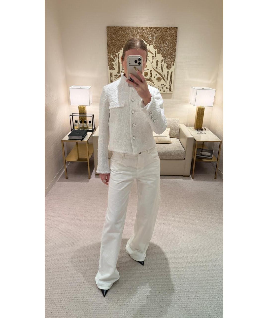 CHANEL Белые хлопковые прямые джинсы, фото 3
