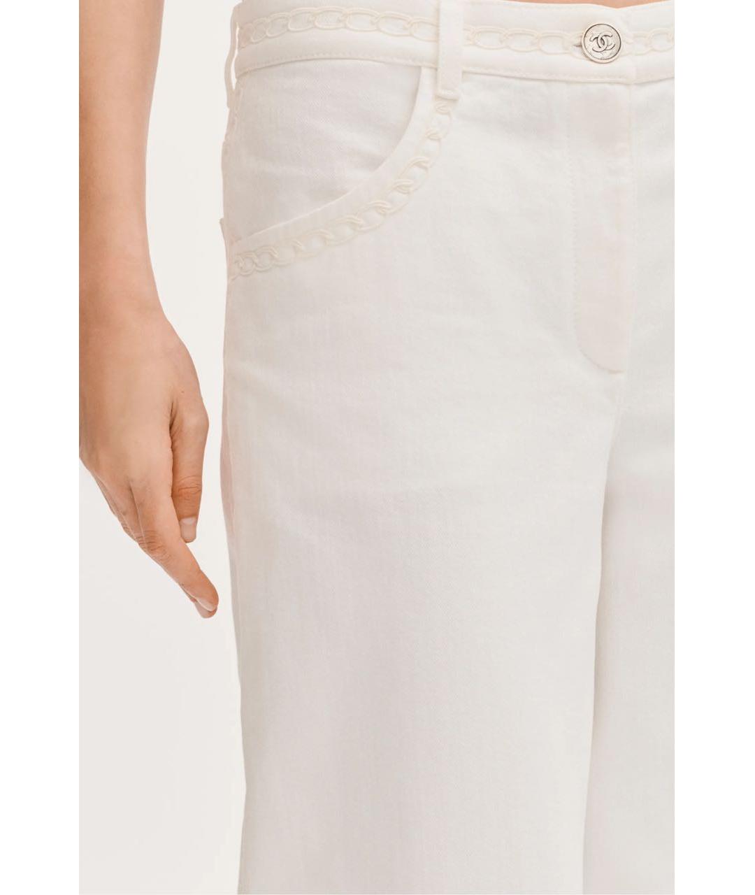 CHANEL Белые хлопковые прямые джинсы, фото 2