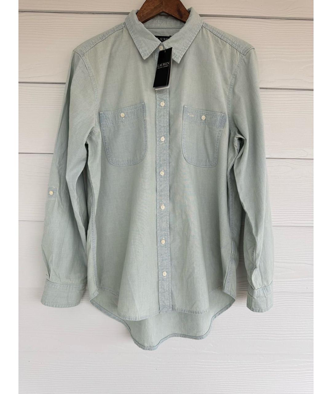 RALPH LAUREN Голубая хлопковая рубашка, фото 8