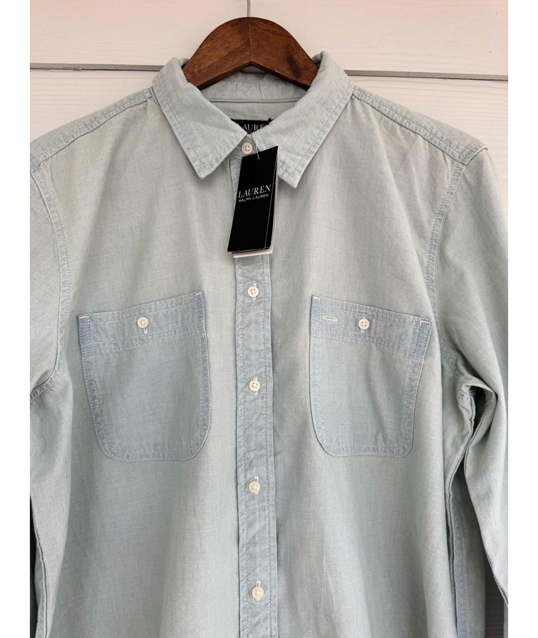 RALPH LAUREN Голубая хлопковая рубашка, фото 2