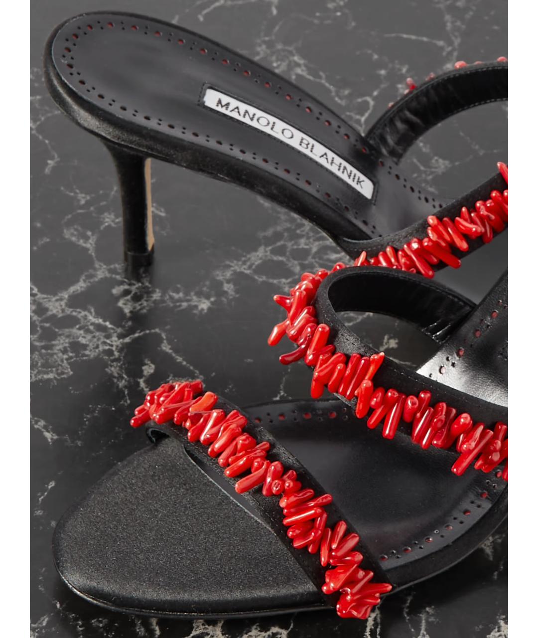 MANOLO BLAHNIK Черные текстильные мюли, фото 3