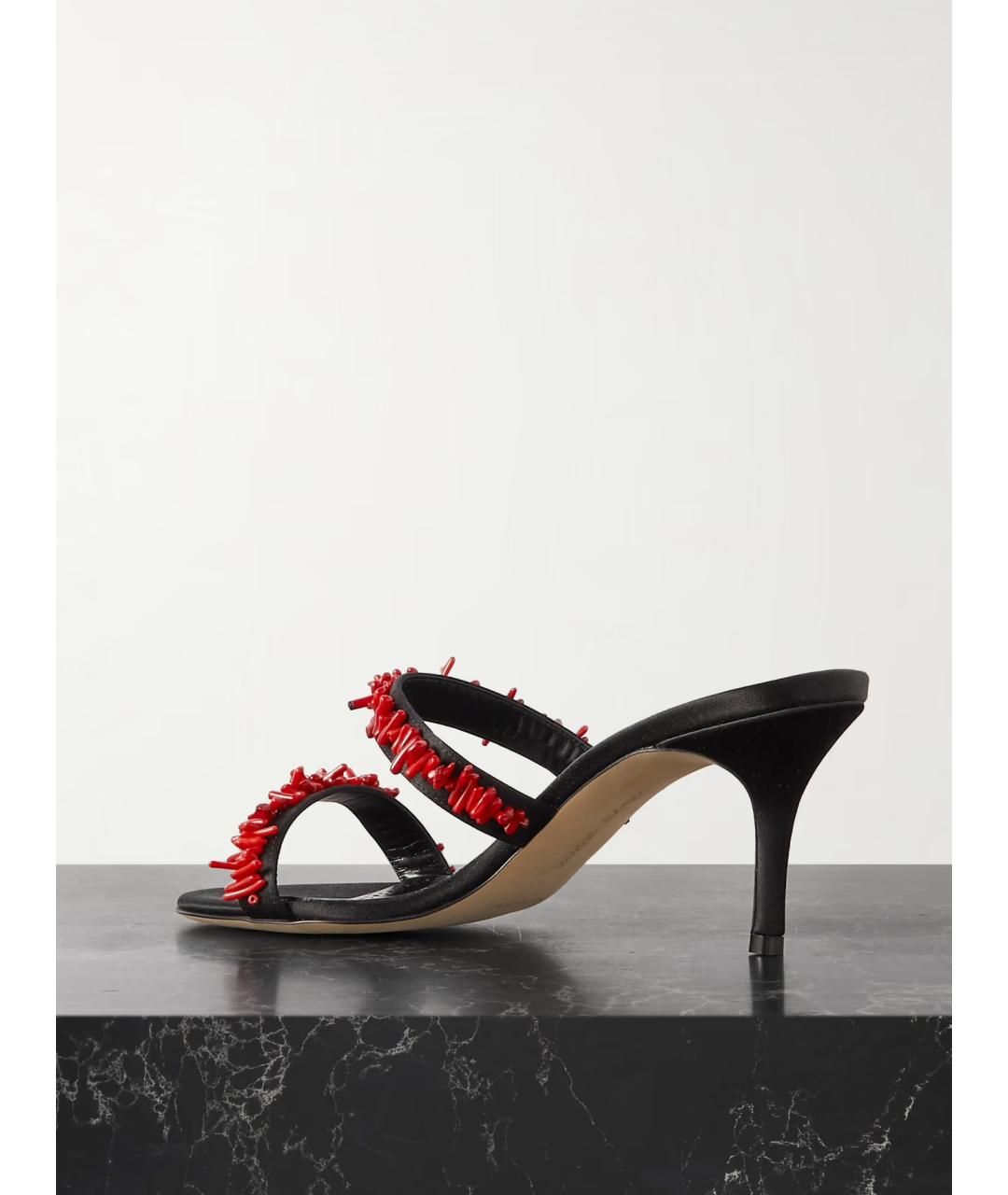 MANOLO BLAHNIK Черные текстильные мюли, фото 4