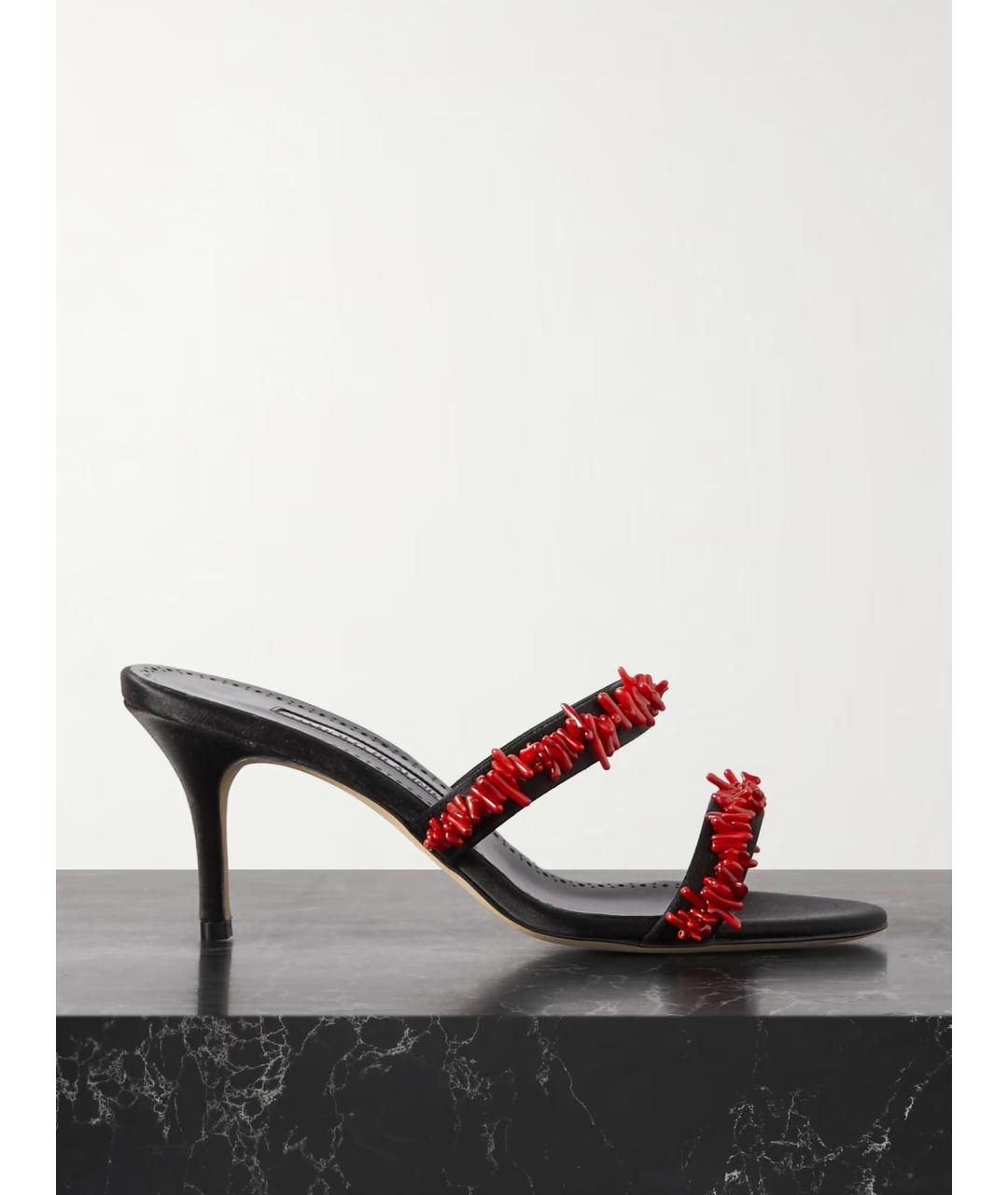 MANOLO BLAHNIK Черные текстильные мюли, фото 5