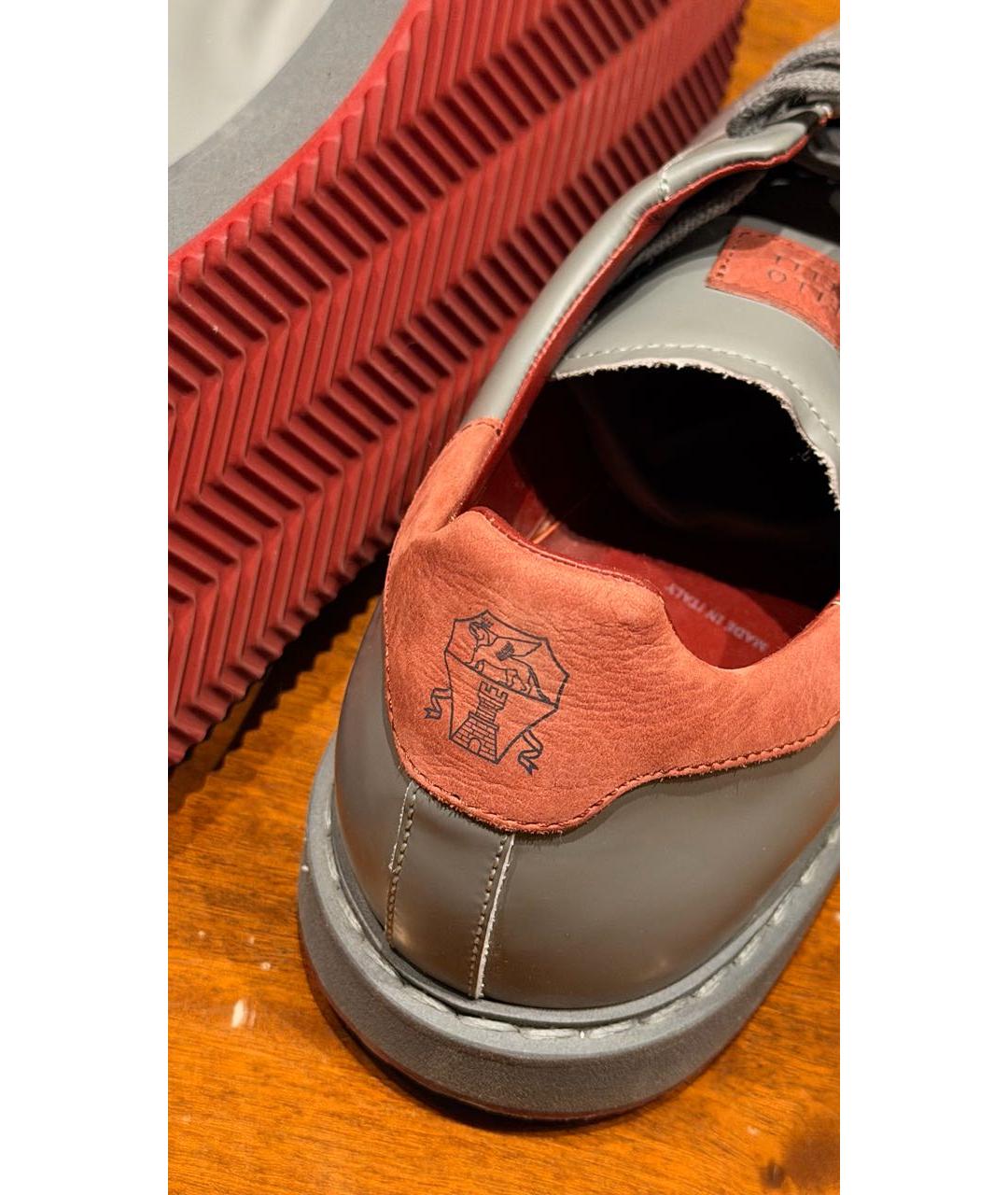 BRUNELLO CUCINELLI Серые кожаные низкие кроссовки / кеды, фото 6