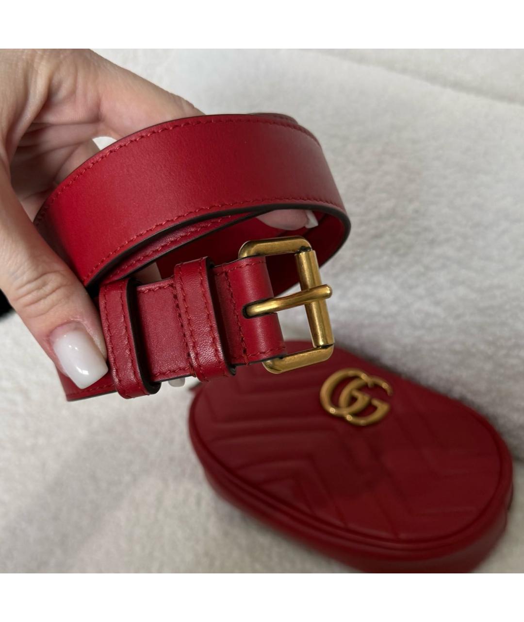 GUCCI Красная кожаная поясная сумка, фото 4