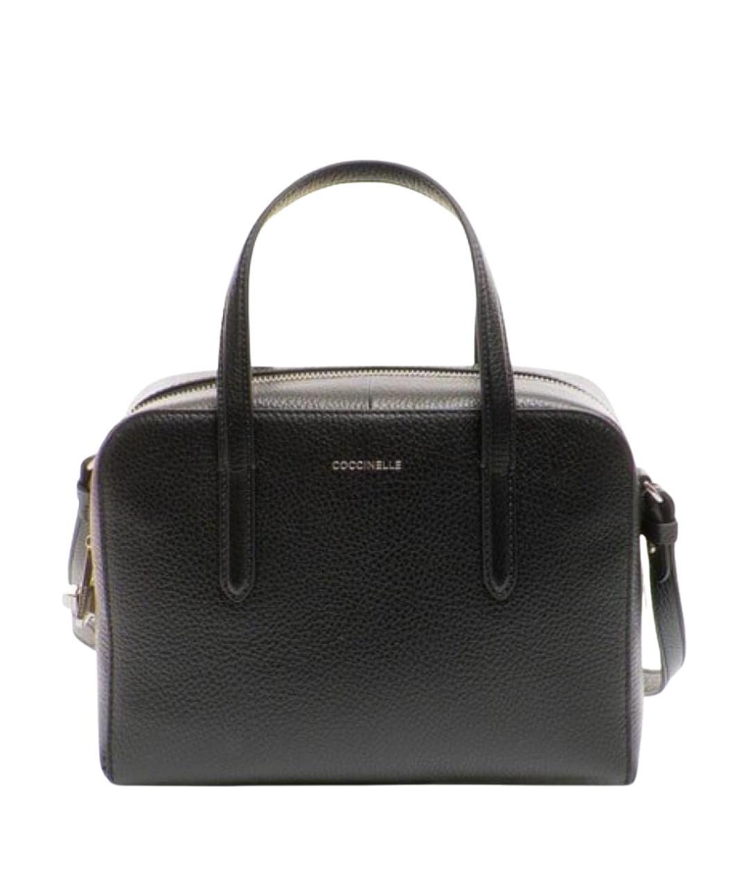 COCCINELLE Черная кожаная сумка с короткими ручками, фото 1
