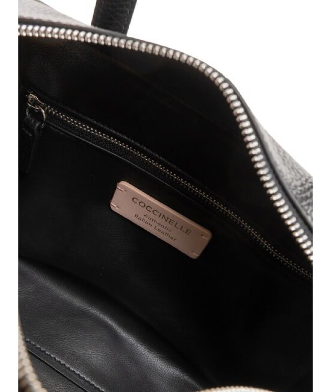 COCCINELLE Черная кожаная сумка с короткими ручками, фото 4